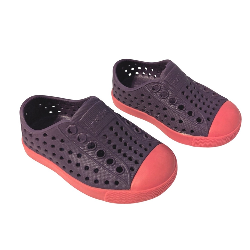 Native Jefferson Little Kids C4 Purple Pink Perforated EVA Slip-On Water Shoes